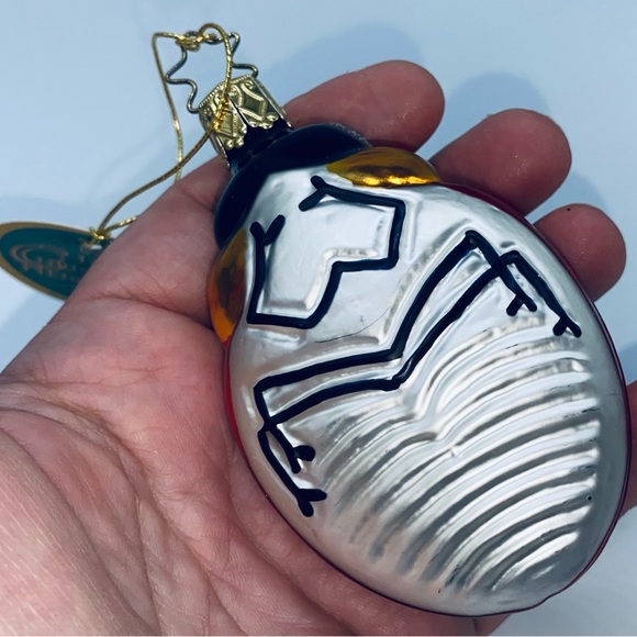 Authentic Star-Topped Inge-Glas German Made Christmas Ornament Lucky Lady Bug - Picture 3 of 3